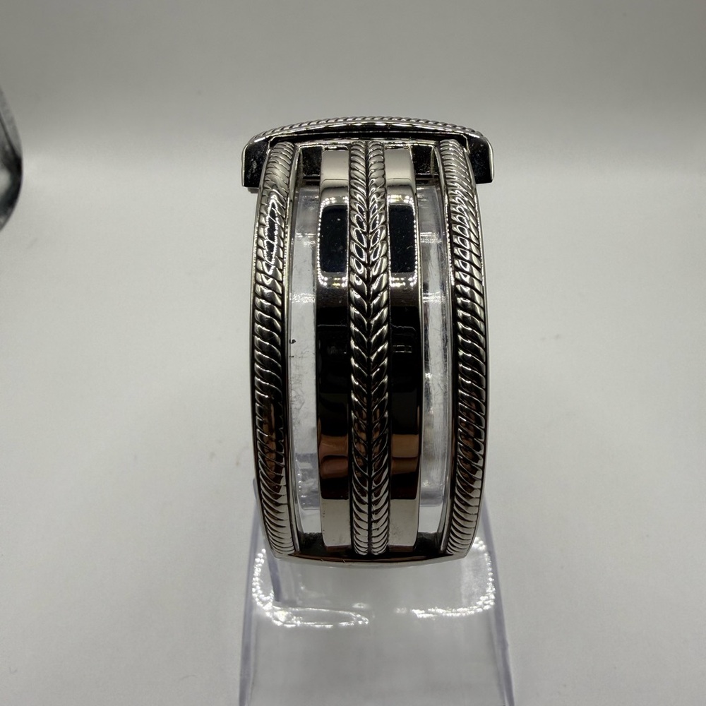 Premier Designs Cairo Watch Women Silver Tone Cuff 31MM 6.25" Band (New Battery) - Picture 6 of 8